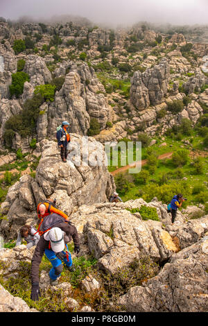 Torcal de Antequera, Erosion arbeiten an Jurassic Kalksteine, Provinz Málaga. Andalusien, Süd Spanien Europa Stockfoto