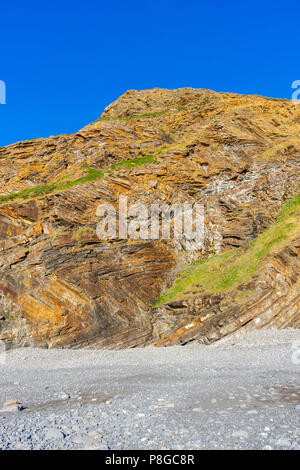 Klippen am Widemouth Bay, Bude Rock Formation, North Cornwall, England, Großbritannien Stockfoto