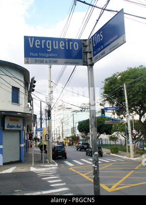 Zeichen Plaketten, Vila Mariana, São Paulo, Brasilien Stockfoto