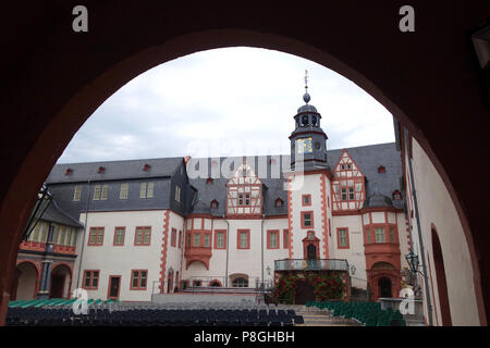 Innenhof und Turm in Weilburg, Schloss. Amorbach, Hessen, Deutschland, Europa Stockfoto