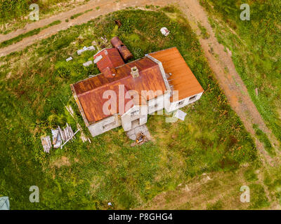 Antenne - Arnorsstadir Farm, Bardastrond Beach, Western Island Stockfoto