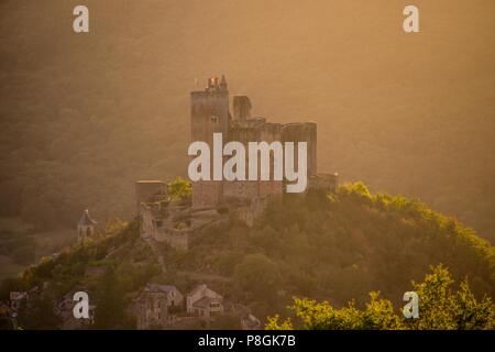 Chateau de Najac, Abend glühen Stockfoto