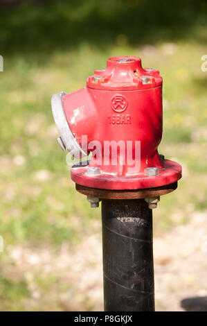 Wasser sprudeln aus einem Hydranten Stockfoto