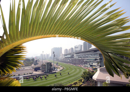 Hongkong, China, mit Blick auf die Pferderennbahn Sha Tin Stockfoto