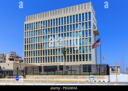 US-amerikanische Botschaft in Kuba, diplomatische Vertretung der Vereinigten Staaten von Amerika, Außen, Havanna Stockfoto