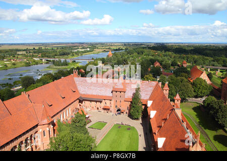 Die Marienburg in Pommern Region Polens. UNESCO-Weltkulturerbe. Teutonic Knights "Festung auch als Marienburg - Luftbild bekannt. Stockfoto