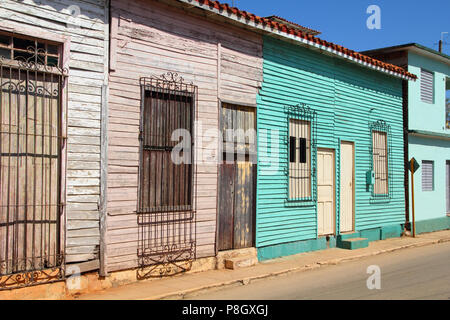 Remedios in Kuba - typische Altstadt Holzarchitektur. Abstrakte Sicht. Stockfoto