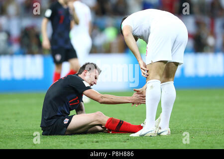 Moskau, Russland. 11. Juli 2018. Mario Mandzukic (CRO) Fußball / Fussball: FIFA WM Russland 2018 Halbfinale zwischen Kroatien 2-1 England bei Luzhniki Stadion in Moskau, Russland. Credit: yohei Osada/LBA SPORT/Alamy leben Nachrichten Stockfoto