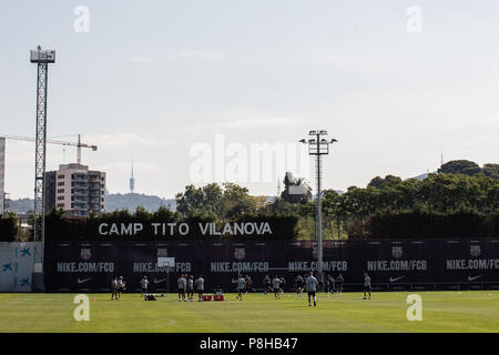 Juli 12, 2018 - Allgemeine Ansicht des Lagers Tito Vilanova während der ersten FC Barcelona Training der 2018/2019 La Liga vor Jahreszeit in Ciutat Esportiva Joan Gamper, Barcelona am 11. Juli 2018. Credit: Xavier Bonilla/AFP 7/ZUMA Draht/Alamy leben Nachrichten Stockfoto