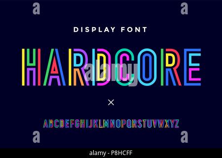 Line condensed Alphabet und Schriftart Stock Vektor