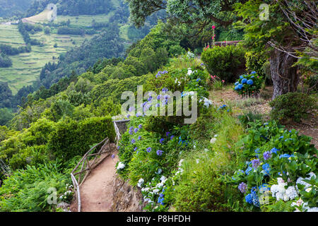 Aussichtspunkt Ponta do Sossego, Sao Miguel, Azoren, Portugal Stockfoto