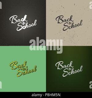 Vektor Abbildung Kalligraphie zurück in die Schule. Vier Hintergründe. EPS 10. Stock Vektor