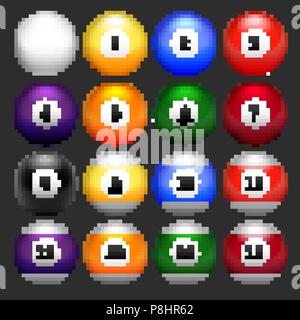 Satz Kugeln für Billard Stock Vektor