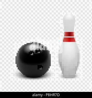 Vector Illustration Bowling Ball und Kegeln. Auf einem transparenten Hintergrund isoliert. EPS 10. Stock Vektor