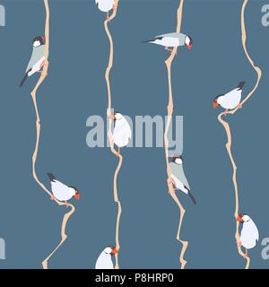 Vector Illustration: Nahtlose Muster mit kleinen Vögeln. Für Textildruck, Wallpaper, Geschenkpapier usw. Stock Vektor