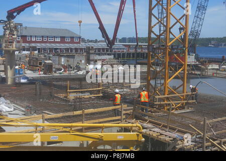 Der Bau ist in vollem Gange auf dem 2 Hektar großen Gelände, Queen's Marque, der Waterfront Development Halifax Projekt für die Fertigstellung in 2019 geplant Stockfoto