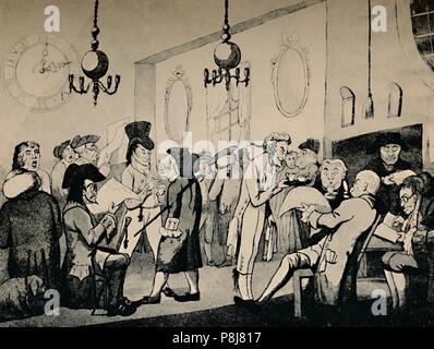 "Der Kaffee Zimmer bei Lloyd's, 1798, (1928). Artist: Unbekannt. Stockfoto