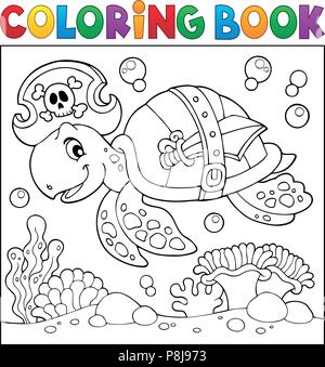 Malbuch Piraten turtle Thema 2 - Eps 10 Vector Illustration. Stock Vektor