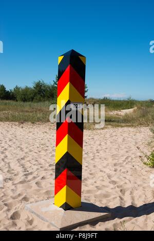 Deutsche Grenze, Grenze zwischen Deutschland und Polen, Ostseeküste, Ahlbeck, Swinemünde, Usedom Stockfoto