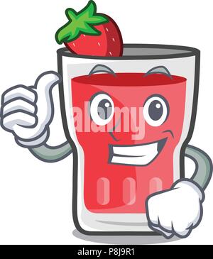 Daumen nach oben Strawberry mojito Charakter Cartoon Stock Vektor