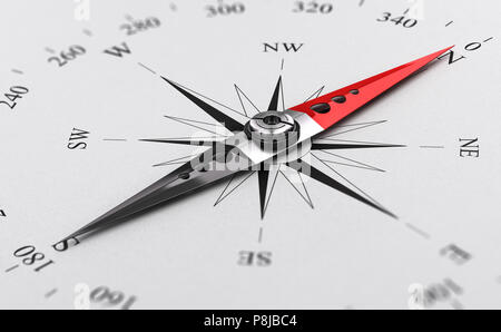 Konzept Bild einer modernen Kompass mit Nadel nach Norden Richtung. 3D-Darstellung Stockfoto