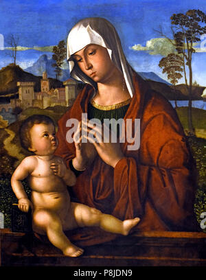 Madonna col Bambino - Madonna mit Kind von Pietro de Saliba, genannt Pietro da Messina, seine Arbeit ist von 1497 bis 1530 nachweisbar. Italien, Italienisch. Stockfoto