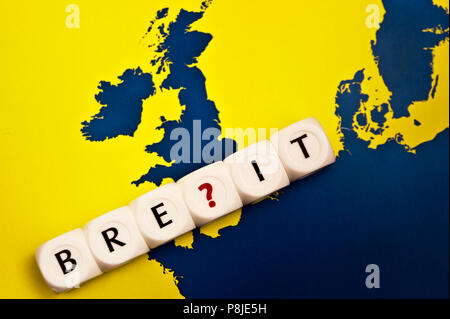Konzeptionelle Bild für wachsende Zweifel über Großbritannien und Europa Union oder Brexit Stockfoto