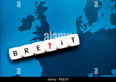 Konzeptionelle Bild für wachsende Zweifel über Großbritannien und Europa Union oder Brexit Stockfoto