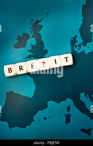 Konzeptionelle Bild für wachsende Zweifel über Großbritannien und Europa Union oder Brexit Stockfoto