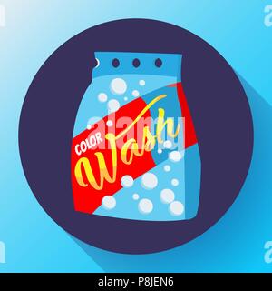 Vektor cartoon Waschpulver, Wäscheservice Pulver package Design Flat Style. Stock Vektor