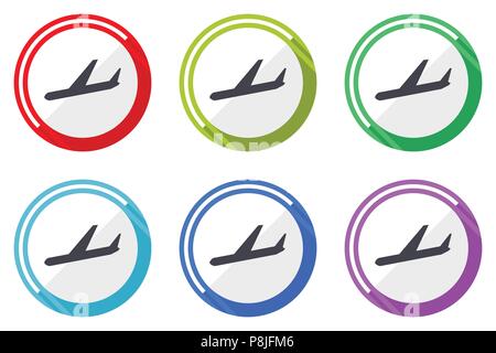 Ankünfte Vector Icons, von bunten flachen Design internet Symbole auf weißem Hintergrund Stock Vektor