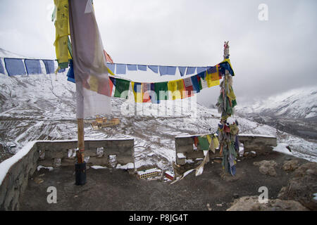 Dhankar dhankar Gompa, Dorf, Winter Spiti, Himachal Stockfoto