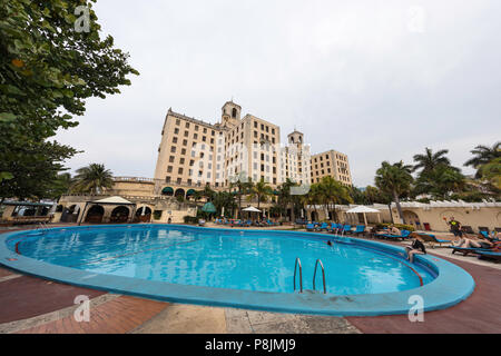 Das historische Hotel Nacional de Cuba befindet sich auf dem Malecón in der Mitte von Vedado, Kuba Stockfoto