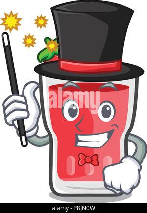 Magier strawberry mojito Maskottchen Karikatur Stock Vektor