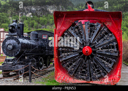 White Pass & Yukon Railroad Company, Skagway, Alaska, United States, USA, Dienstag, 22. Mai 2018. Stockfoto