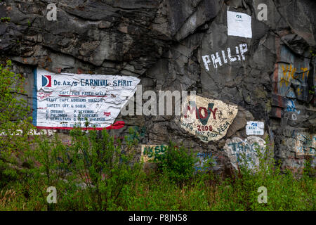 Schiff Signatur Wall, Skagway, Alaska, United States, USA, Dienstag, 22. Mai 2018. Stockfoto