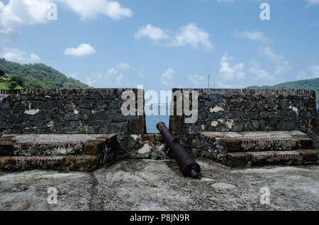 Portobelo war einst ein wichtiger spanischer Port, über den die peruanische Gold und orientalischen Schätze gingen von der Neuen in die Alte Welt. Stockfoto