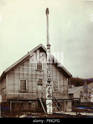 . 556 Tlingit Totem Pole wie Biber Totem, Wrangell, Alaska bekannt, ca 1897 (LAROCHE 187) Stockfoto
