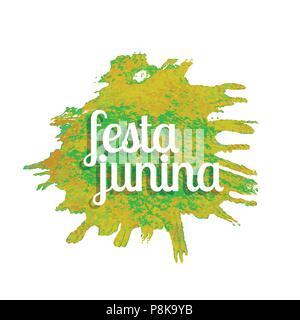 Gerne brasilianische Karneval Tag. Festa junina Typographie auf bunte Wasser Farbe. Für web design und Application Interface, auch nützlich für Infografiken. Stock Vektor