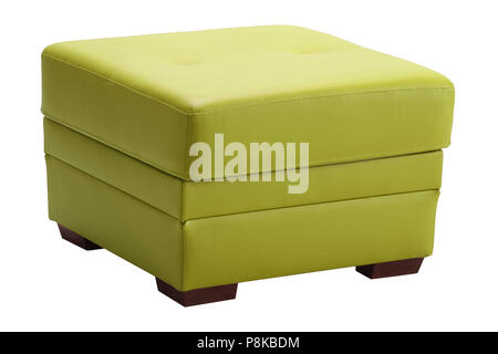 Leder Hocker auf weißem Hintergrund. Beschneidungspfad gehören. Stockfoto
