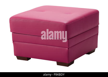 Leder Hocker auf weißem Hintergrund. Beschneidungspfad gehören. Stockfoto