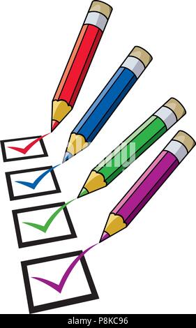 Vektor-Bleistifte und Checkliste Stock Vektor