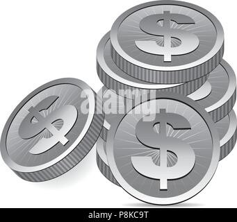 Vector Silber Münzen Stock Vektor