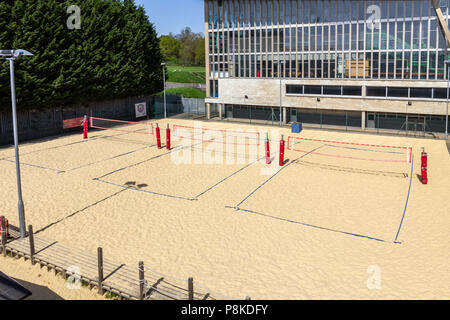 Beach Volleyball Courts im Crystal Palace National Sports Center, Crystal Palace, London, England, Vereinigtes Königreich Stockfoto