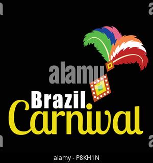 Gerne brasilianische Karneval Tag. Karneval Typografie mit Federn auf schwarzen Hintergrund. Für web design und Application Interface, auch nützlich für infogra Stock Vektor