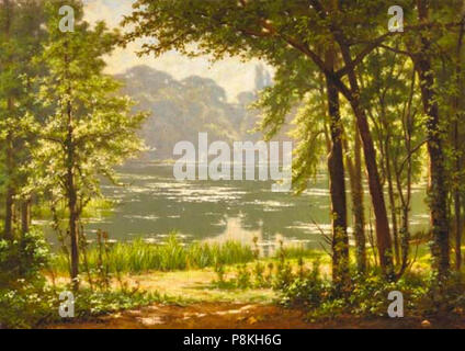 . 328 Henri Biva, einem Sonnenüberfluteten Flussblick, Öl auf Leinwand, 46 x 65,1 cm Stockfoto