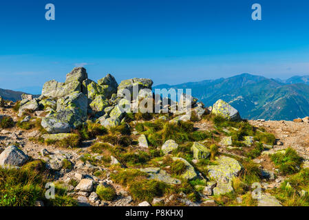 Close-up Steine auf der Spitze eines Berges in der Tatra Stockfoto