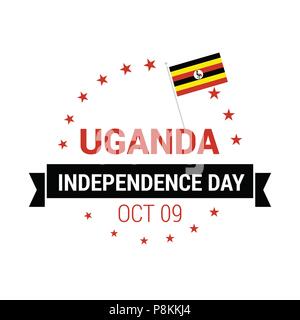 Vektor 9. Oktober Uganda Independence Day. Schwarz Rot und Gelb Uganda Flagge Linien mit Typografie Feier Karte. Abbildung. Für web design und Stock Vektor