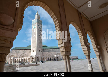 Hassan-II.-Moschee an der nördlichen Küste von Casablanca, Marokko Stockfoto