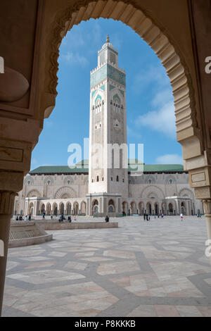 Hassan-II.-Moschee an der nördlichen Küste von Casablanca, Marokko Stockfoto